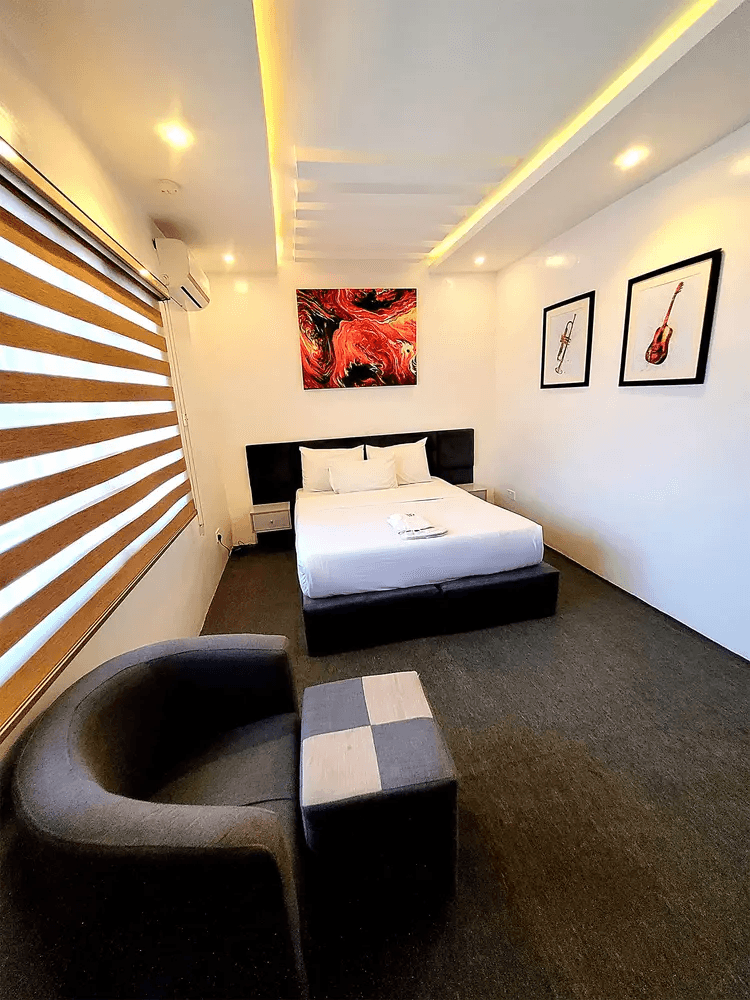 Upscale apartment bedroom interior